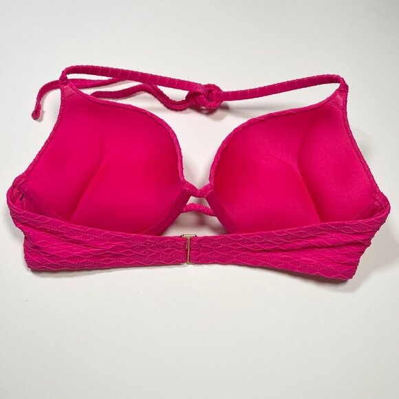 Victoria Secret 38C Bombshell Push Up Bikini Top Adds 2 Cups Textured Pink - Picture 6 of 7